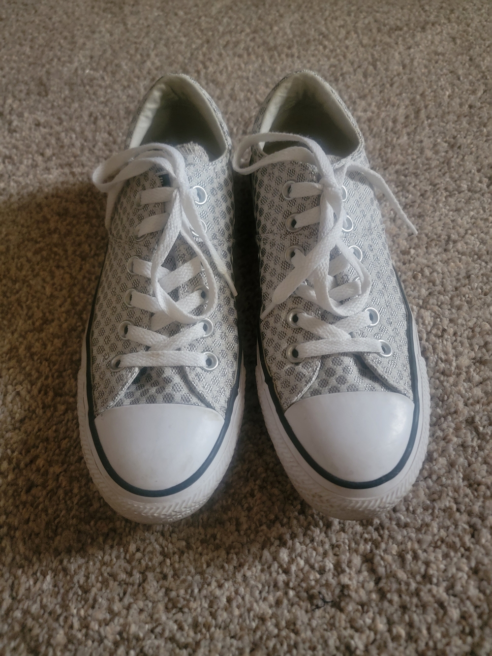 Converse White and Black Lace-Pattern Low Top Sneakers